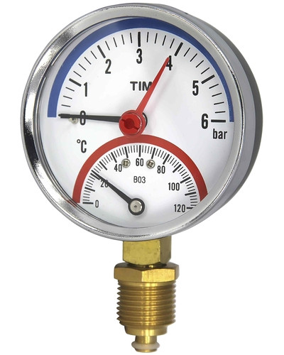 Термо-манометр радиального подключения 1/2 - 6 бар(1/60), TIM