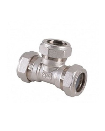 Тройник редукционный преходной труба-труба-труба (никелированный) 25*20*25(2/20), TIM