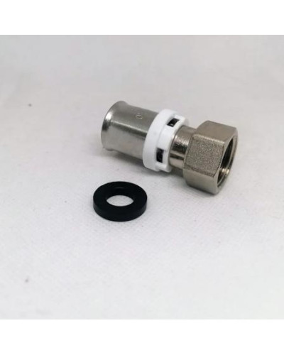 Пресс-фитинг с накидной гайкой под плоскую прокладку  никелированный 20*1/2(25/200), TIM