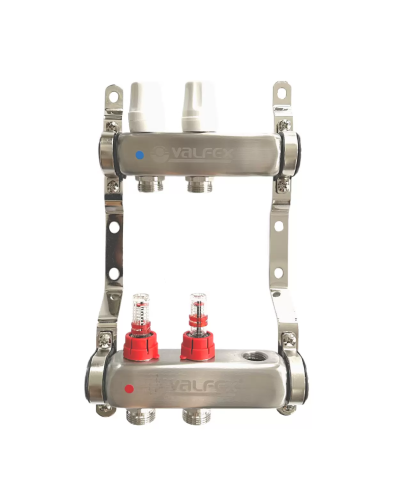 Коллекторная группа НЕРЖ со встр. расх. в сборе, 1х 2 вых. Евроконус 3/4 VALFEX (2) К, Valfex