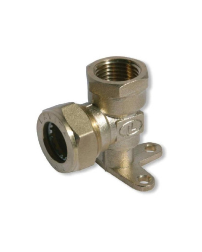 Угольник с креплением труба-вн.резьба (водорозетка) (никелированный) 15*1/2(10/50), TIM