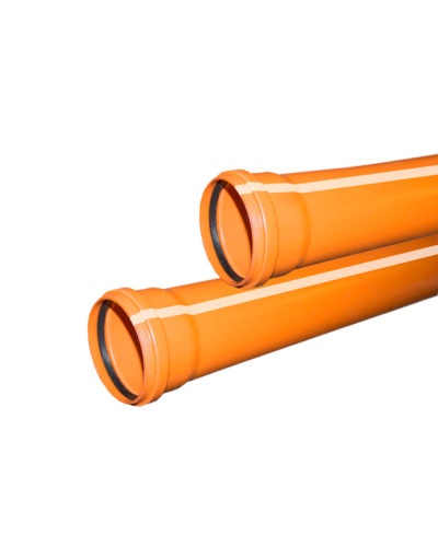 Труба ф110 с раструбом L=1 м рыжая нар.канализ.толщ.ст.3.4 (10) VALFEX, Valfex