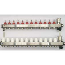 Коллекторная группа НЕРЖ со встр. расх. в сборе, 1"х12 вых. Евроконус 3/4" VALFEX  (2) К