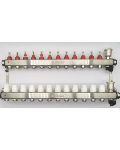 Коллекторная группа НЕРЖ со встр. расх. в сборе, 1х12 вых. Евроконус 3/4 VALFEX  (2) К, Valfex