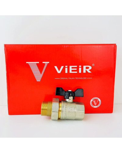 Кран шаровой с американкой 1усилен.ЖЕЛТЫЙViEiR(48/6шт), VIEIR