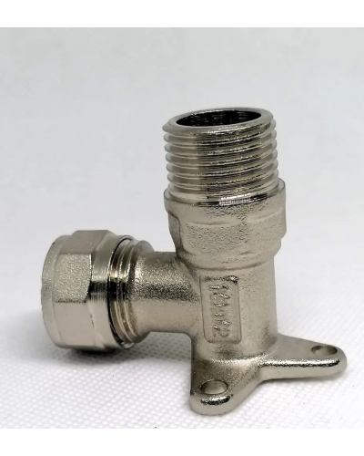 Фитинг обжимной –  угольник с креплением и  наружной резьбой (водорозетка) 16*1/2(5/80), TIM
