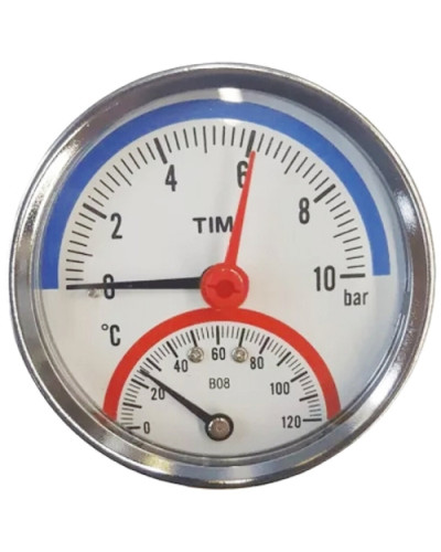 Термо-манометр аксиального подключения 1/2 - 10 бар(1/60), TIM