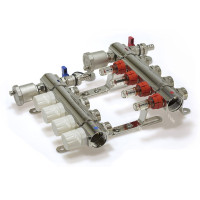 Коллекторная группа с расходомерами 1", 5 хода, латунь, ТОРЦЕВОЙ без кранов(1/2)