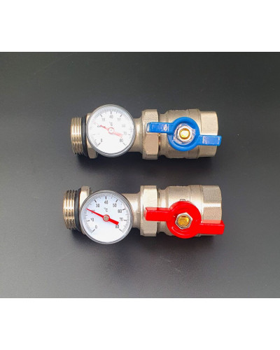 VR1102  Кран шаровой с полусгоном и термометром ПРЯМОЙ 1 (20/1пар), VIEIR