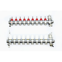 Распределительная группа коллекторов с расход. 9-вых  НЕРЖ. БЕЗ КРАНОВ  1"x3/4" "ViEiR" (3/1шт)