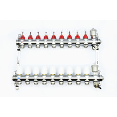 Распределительная группа коллекторов с расход. 9-вых  НЕРЖ. БЕЗ КРАНОВ  1"x3/4" "ViEiR" (3/1шт)