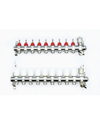 Распределительная группа коллекторов с расход. 9-вых  НЕРЖ. БЕЗ КРАНОВ  1x3/4 ViEiR (3/1шт), VIEIR