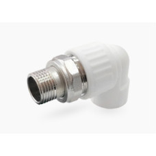 Угольник с американкой для радиатора наружная резьба 20х1/2" (100/25) (Valfex) БЕЛЫЙ