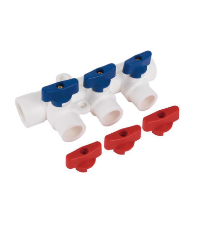 PPR  Коллектор 40 х 3 выхода  ( КРАСНЫЙ+СИНИЙ )  ViEiR(60/1шт), VIEIR