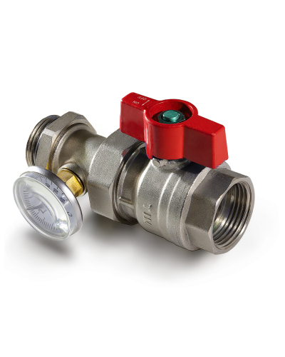 Кран шаровой пря.с полусгоном и термометром 1 пара(1/20), TIM