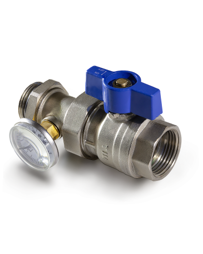Кран шаровой пря.с полусгоном и термометром 1 пара(1/20), TIM