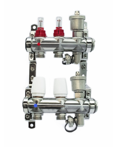 Распределительная группа коллекторов с расход. 2-вых  НЕРЖ. БЕЗ КРАНОВ  1x3/4 ViEiR (5/1шт), VIEIR