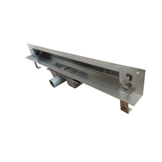 Душевой лоток для монтажа в стену, с комбинированным затвором (сухим затвором и гидрозатвором) .накладная панель нержавеющая сталь-глянец 600*70(1/4)