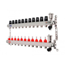 Коллекторная группа  с расходомерами  1", 11 хода, нерж,  без кранов (КВАДРАТ)(1/2)