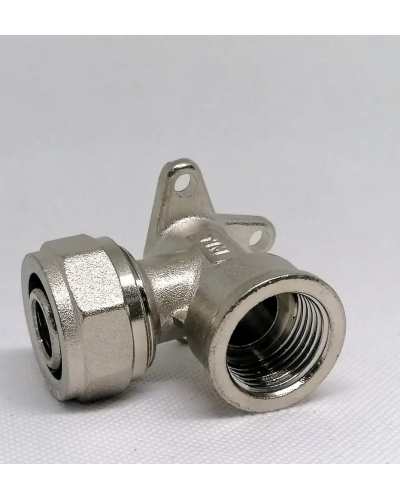 Фитинг обжимной –  угольник с креплением и  внутренной резьбой (водорозетка) 20*3/4(5/50), TIM