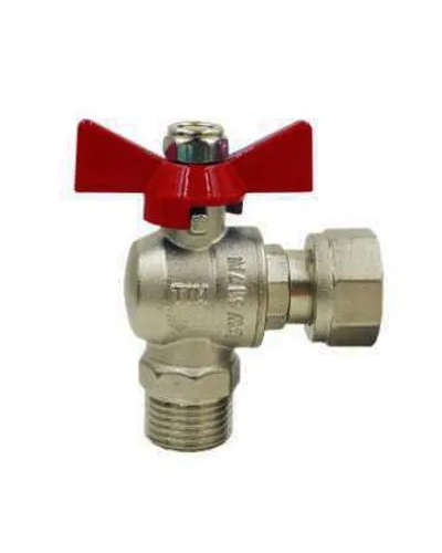 Кран шаровой угловой с накидной гайкой и наружной резьбой 1/2(18/72), TIM