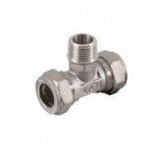 Тройник труба - нар. резьба - труба (никелированный) 15*1/2(10/60)