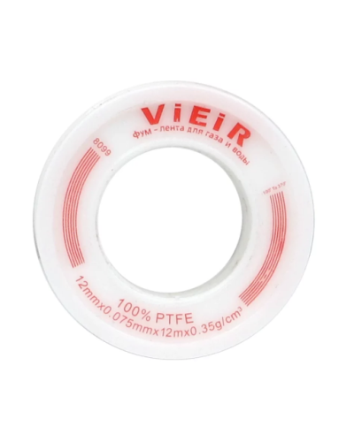 Фум лента МАЛЕНЬ. ЖЕЛТАЯ(12м x12мм x0,075мм x0.35g/cm3)ViEiR(1000/10шт), VIEIR