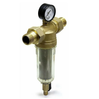 Фильтр промывной 3/4" с манометром, стеклянный корпус(1/10)