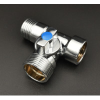 Угловой кран 3-х проход.для стир-маши.Хром. "ViEiR" (120/12шт)