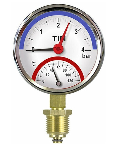 Термо-манометр радиального подключения 1/2 - 4 бар(1/60), TIM