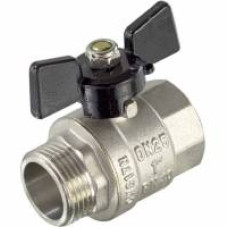 Кран шаровой «STANDARD» (бабочка красная) НИКЕЛЬ 1/2" г/ш