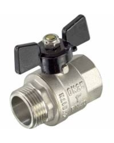 Кран шаровой «STANDARD» (бабочка красная) НИКЕЛЬ 1/2 г/ш, TIM