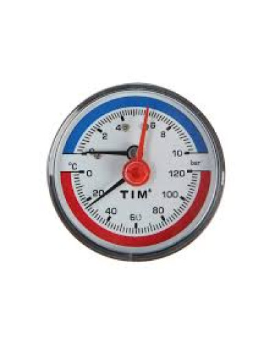 Термоманометр аксиальный 63мм на 10 бар (0℃ - 120℃), TIM