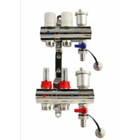 Коллекторная группа с расходомерами 1", 2 хода, латунь, ТОРЦЕВОЙ без кранов(1/2)