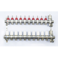 Распределительная группа коллекторов с расход. 10-вых  НЕРЖ. БЕЗ КРАНОВ  1"x3/4" "ViEiR" (2/1шт)