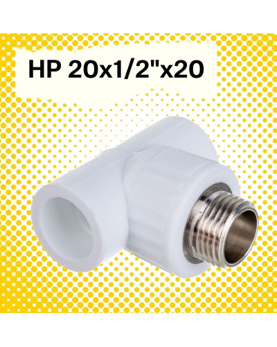 PRO Тройник переходной с наружной резьбой 20х1/2х20 (100/25) (Valfex) БЕЛЫЙ, Valfex