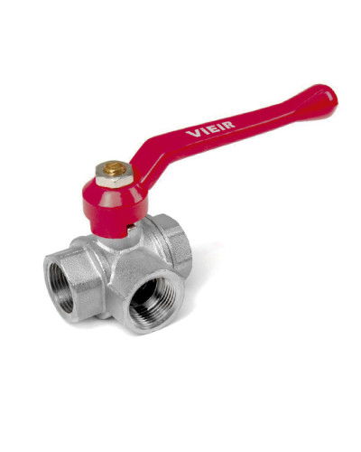 GL192 Кран шаровой трехходовой 1/2 (64/8шт), VIEIR