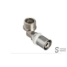 Пресс-фитинг -угольник с переходом на наружную резьбу (никелированный) 20*1/2M(18/144)