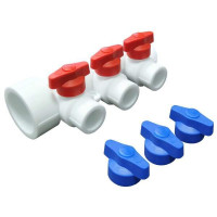 Коллектор универсальный с отсечными кранами 40х20 на 3 выхода (10/1) (Valfex) БЕЛЫЙ "ВАЛФ-РУС"