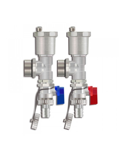 Торцевой набор для коллекторной группы(Тройник+автовоздухоотводчик+сливной кран)（пара) 1(1/25), TIM