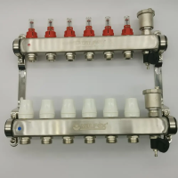 Коллекторная группа НЕРЖ со встр. расх. в сборе, 1"х 6 вых. Евроконус 3/4" VALFEX (2) К