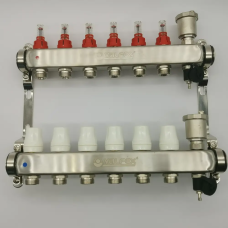 Коллекторная группа НЕРЖ со встр. расх. в сборе, 1"х 6 вых. Евроконус 3/4" VALFEX (2) К