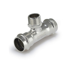 Пресс-тройник из нержавеющей стали с наружной резьбой 35*1*35(5/15)