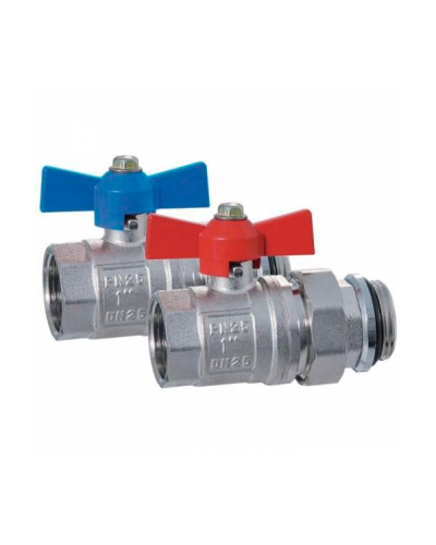Кран шаровой с полусгоном  1 (красный+синий) , пара(1/20), TIM