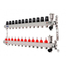 Коллекторная группа  с расходомерами  1", 12 хода, нерж,  без кранов (КВАДРАТ)(1/2)