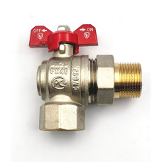 VER48 Кран угловой с амер. 3/4"КРАСНЫЕ НИКЕЛЬ(64/8шт)