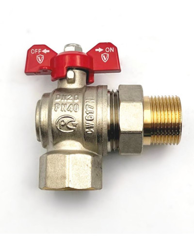 VER48 Кран угловой с амер. 3/4КРАСНЫЕ НИКЕЛЬ(64/8шт), VIEIR