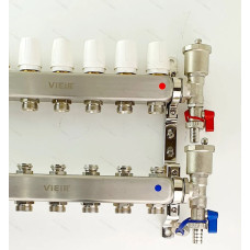 Группа коллекторов без расход. 5 -вых. НЕРЖ. БЕЗ КРАНОВ 1"x3/4" "ViEiR" (5/1шт)