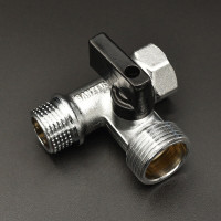 Угловой кран   3-х.проход.для стир-машины  "VER-PRO"мат. хром  LUX (100шт)