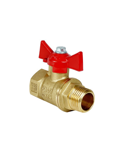 Кран шаровой для ВОДЫ   1/2 ВР/НР ручка-бабочка, латунный VALFEX 11Б27фт1М (96/24), Valfex